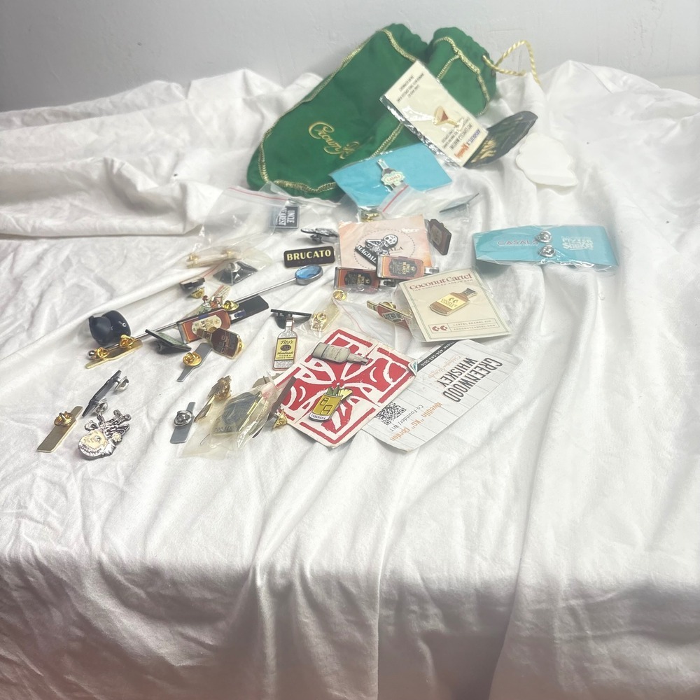 Liquor Whiskey Alcohol Drink Lapel Pins Lot - Crown Royal Tito's Coconut Cartel